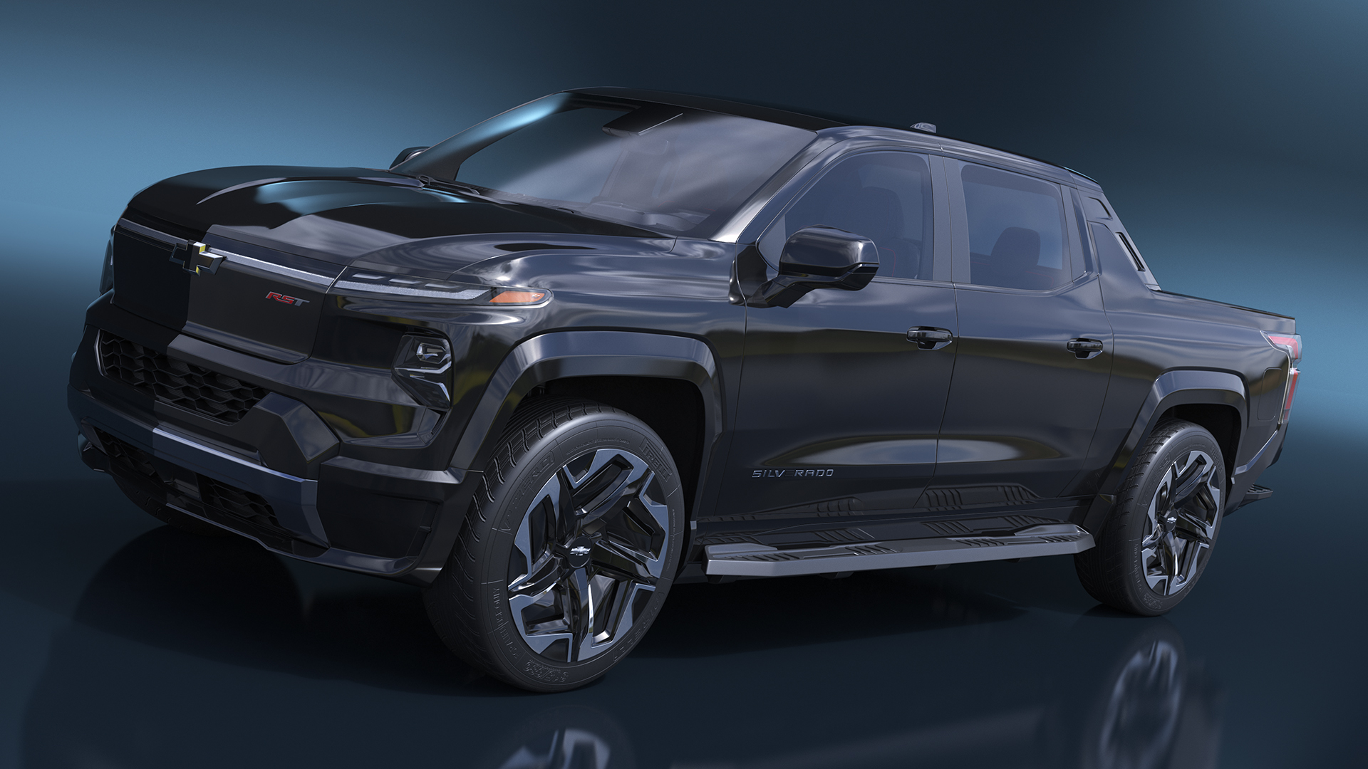 3D Black Chevrolet Silverado EV RST 2024 Simplified model