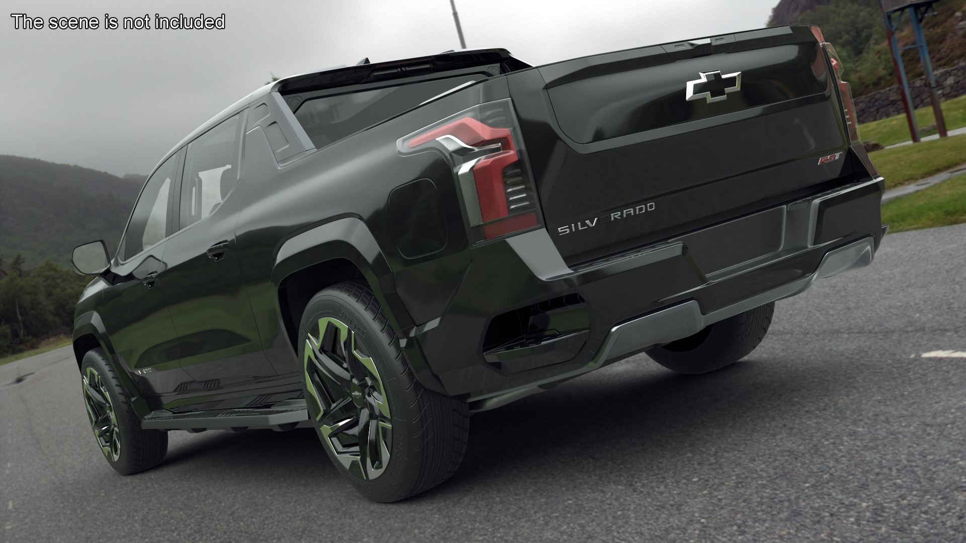 3D Black Chevrolet Silverado EV RST 2024 Simplified model