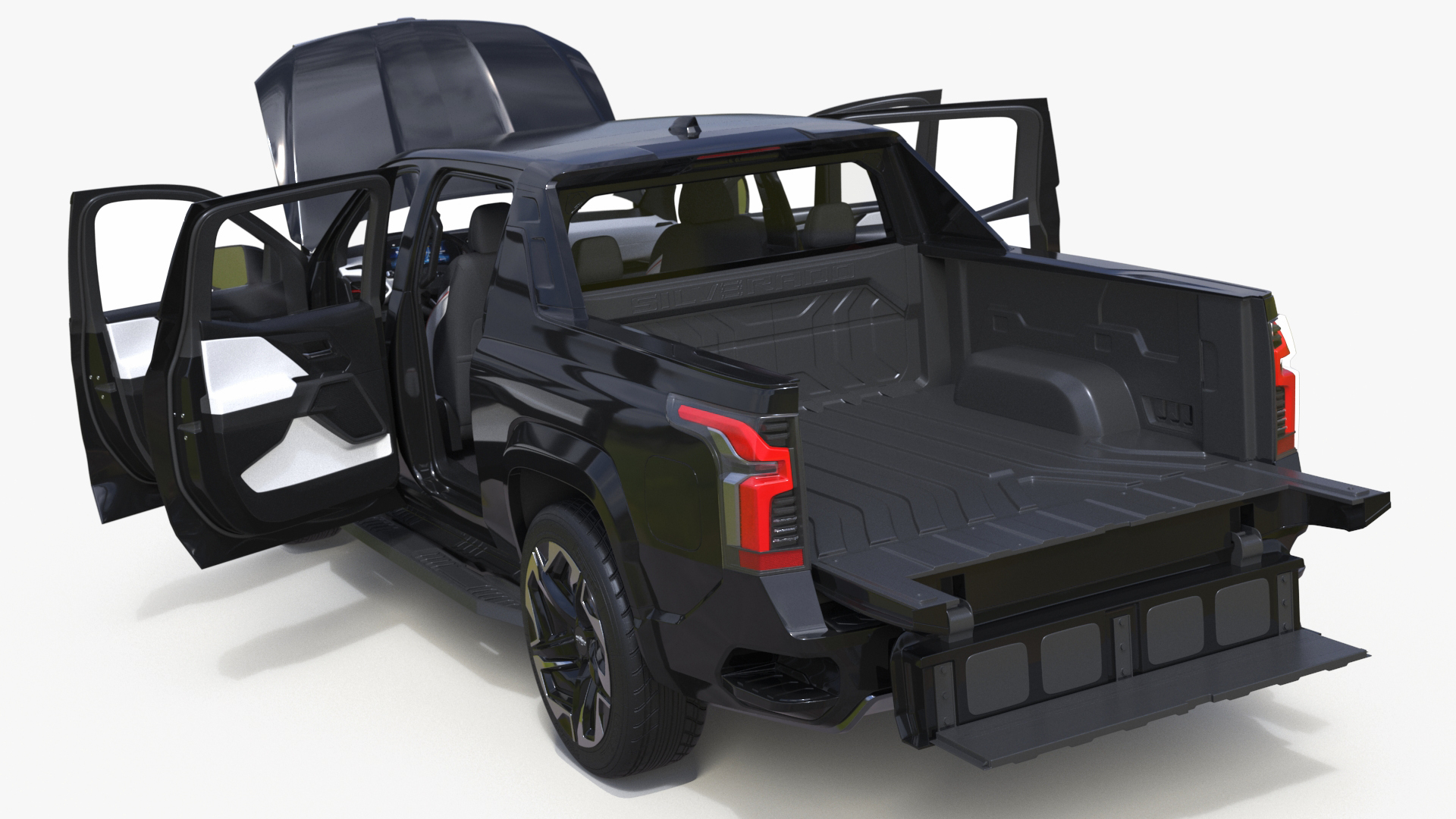 3D Black Chevrolet Silverado EV RST 2024 Simplified model