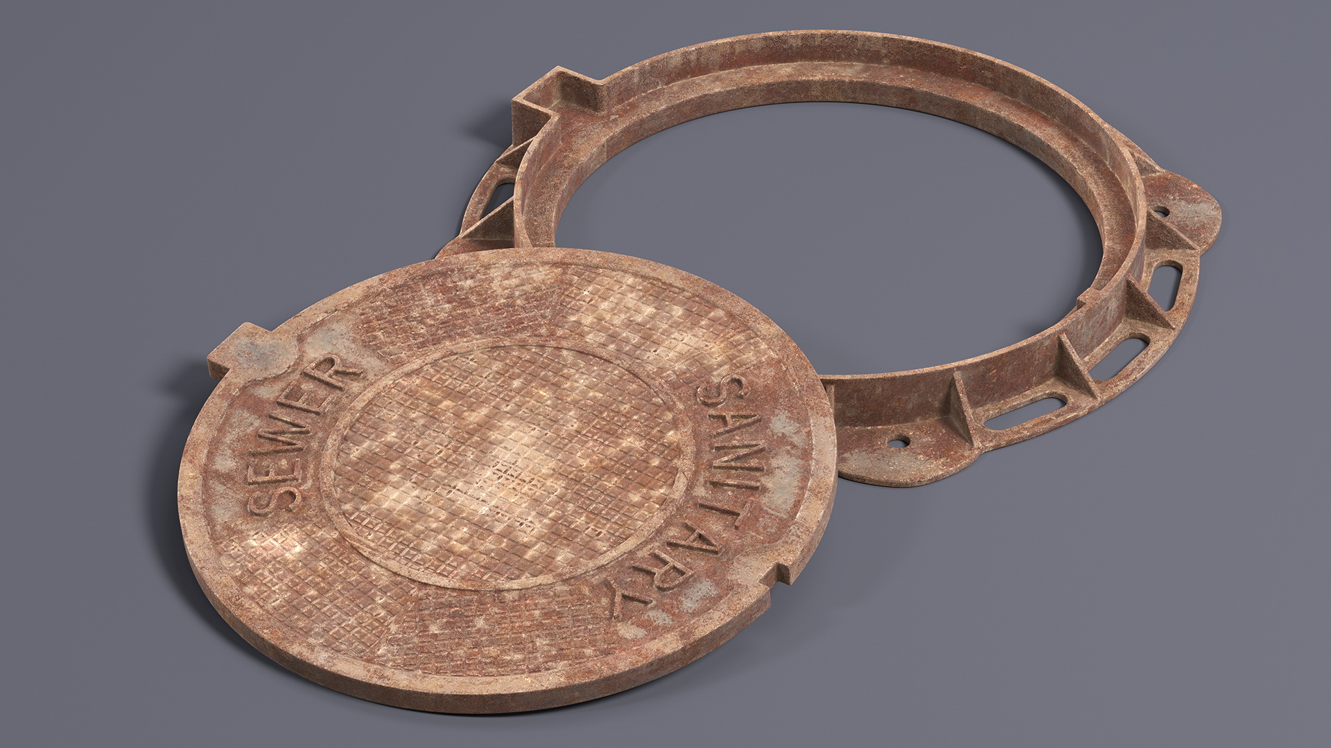 3D Rusty Sewer Cover Lid