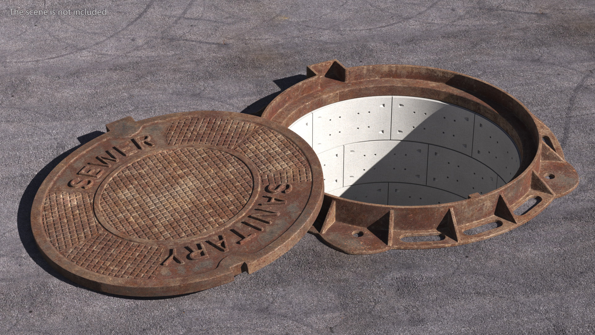 3D Rusty Sewer Cover Lid