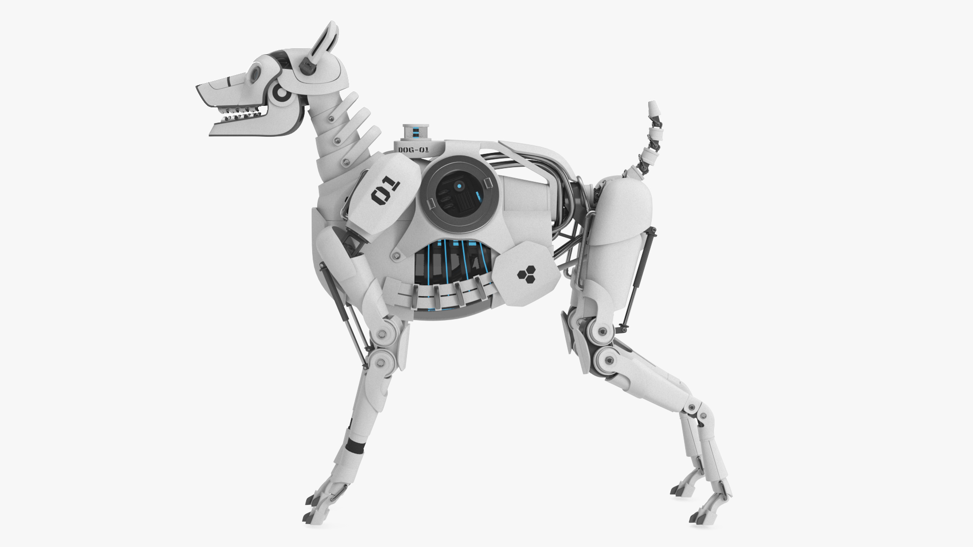 Futuristic Robotic Dog White Rigged for Maya 3D model