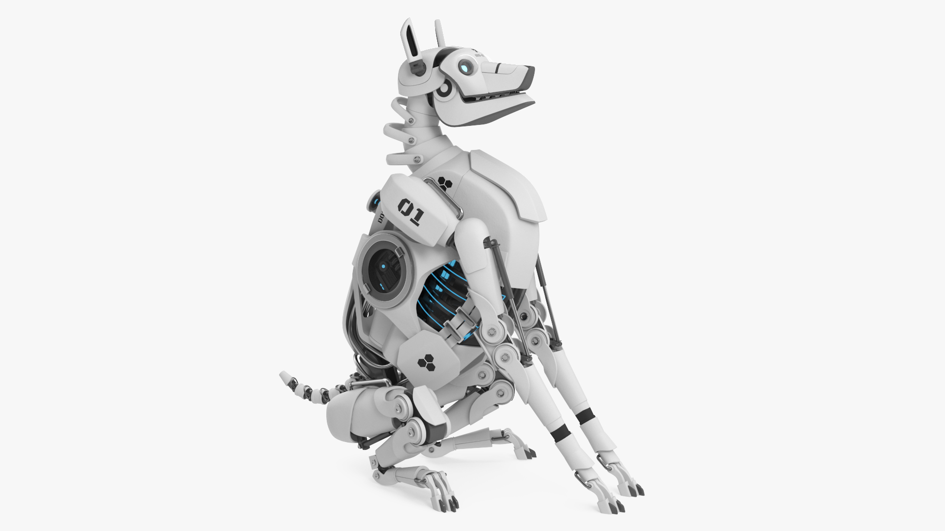 Futuristic Robotic Dog White Rigged for Maya 3D model