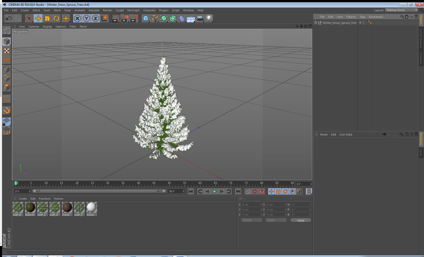 3D Winter Snow Spruce Tree model