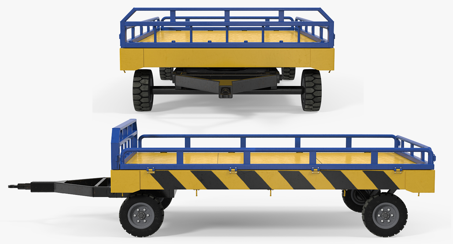 Airport Transport Trailer Low Bed Platform 3D