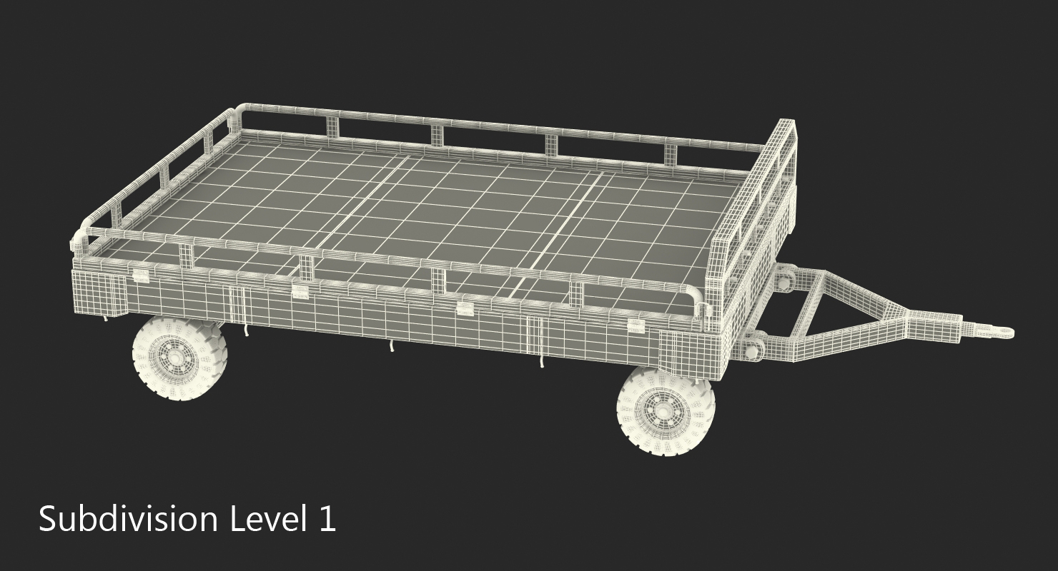 Airport Transport Trailer Low Bed Platform 3D