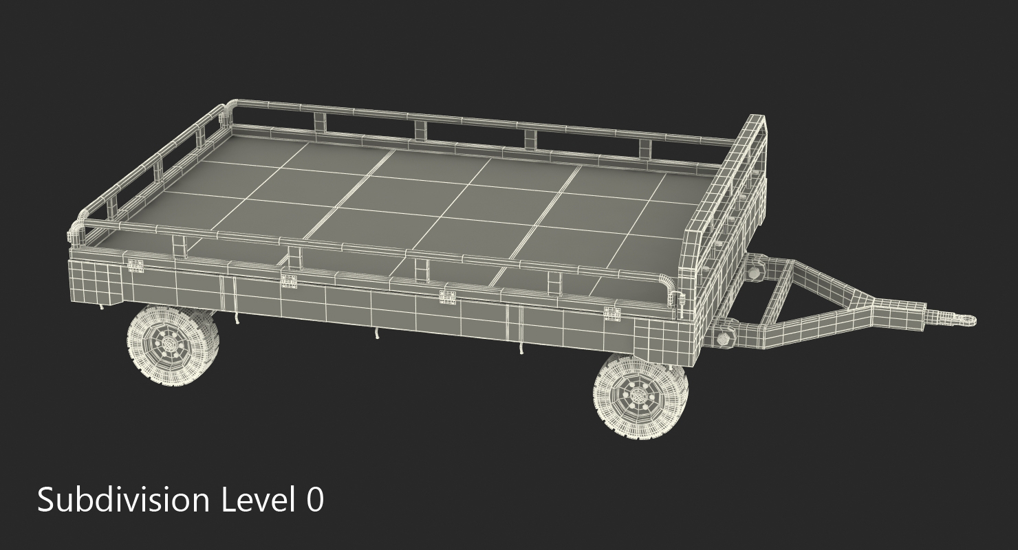 Airport Transport Trailer Low Bed Platform 3D