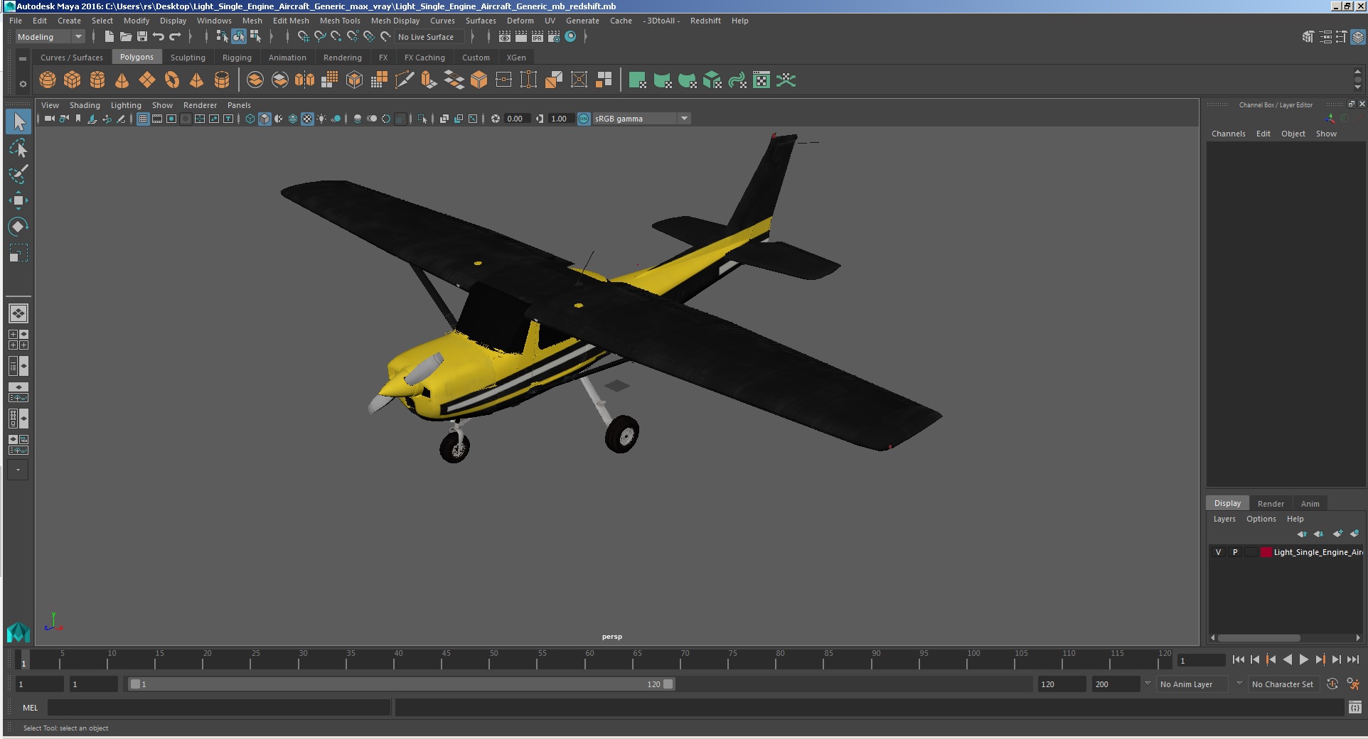 3D Light Single Engine Aircraft Generic