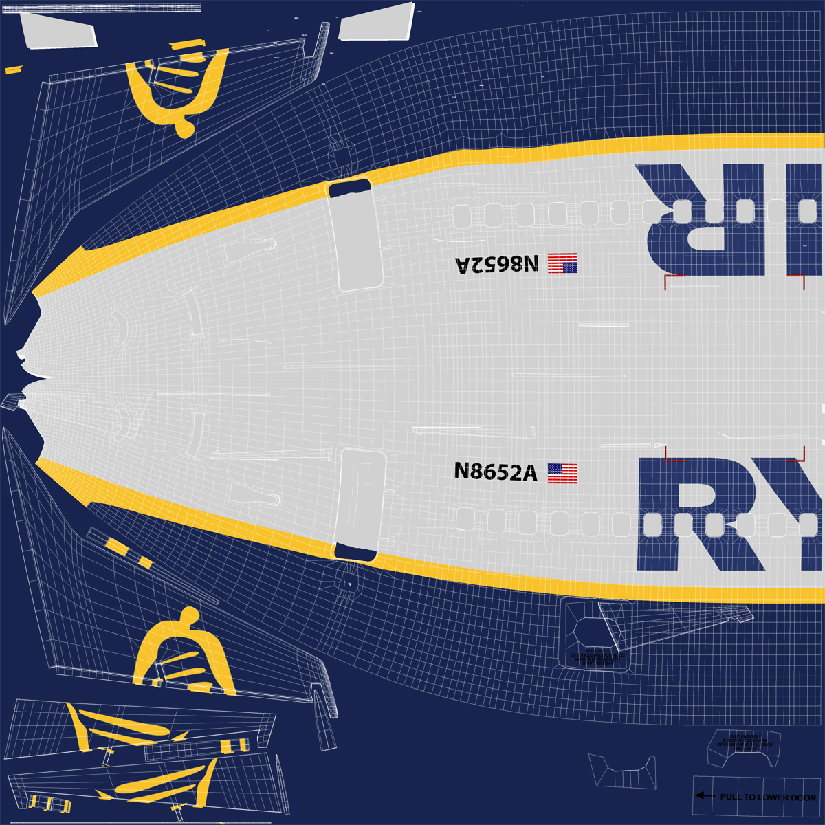 Boeing 737 700 Ryanair Rigged 3D model