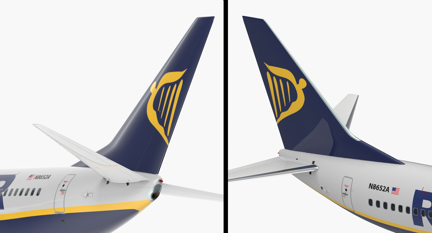 Boeing 737 700 Ryanair Rigged 3D model