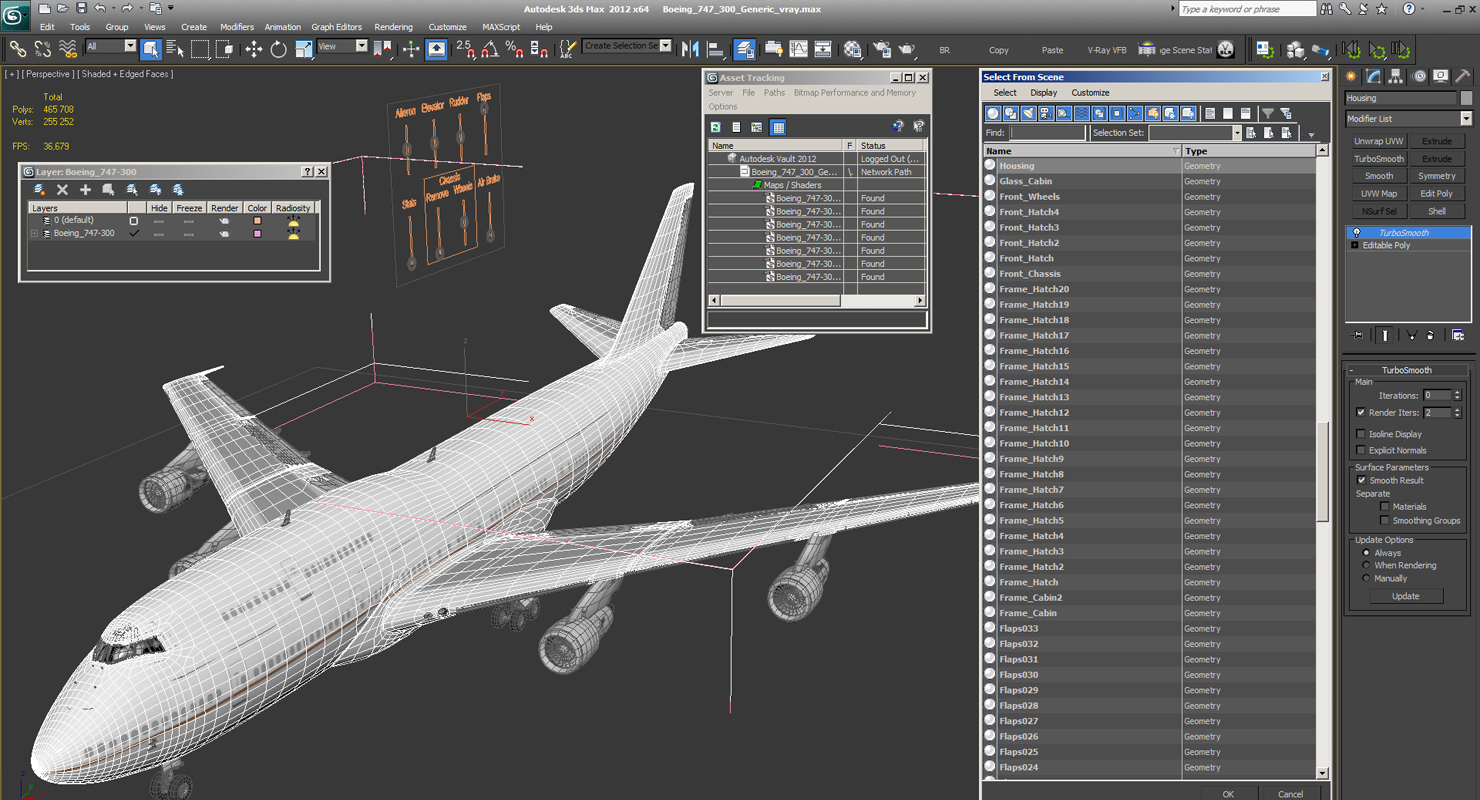 Boeing 747 300 Generic Rigged 3D model