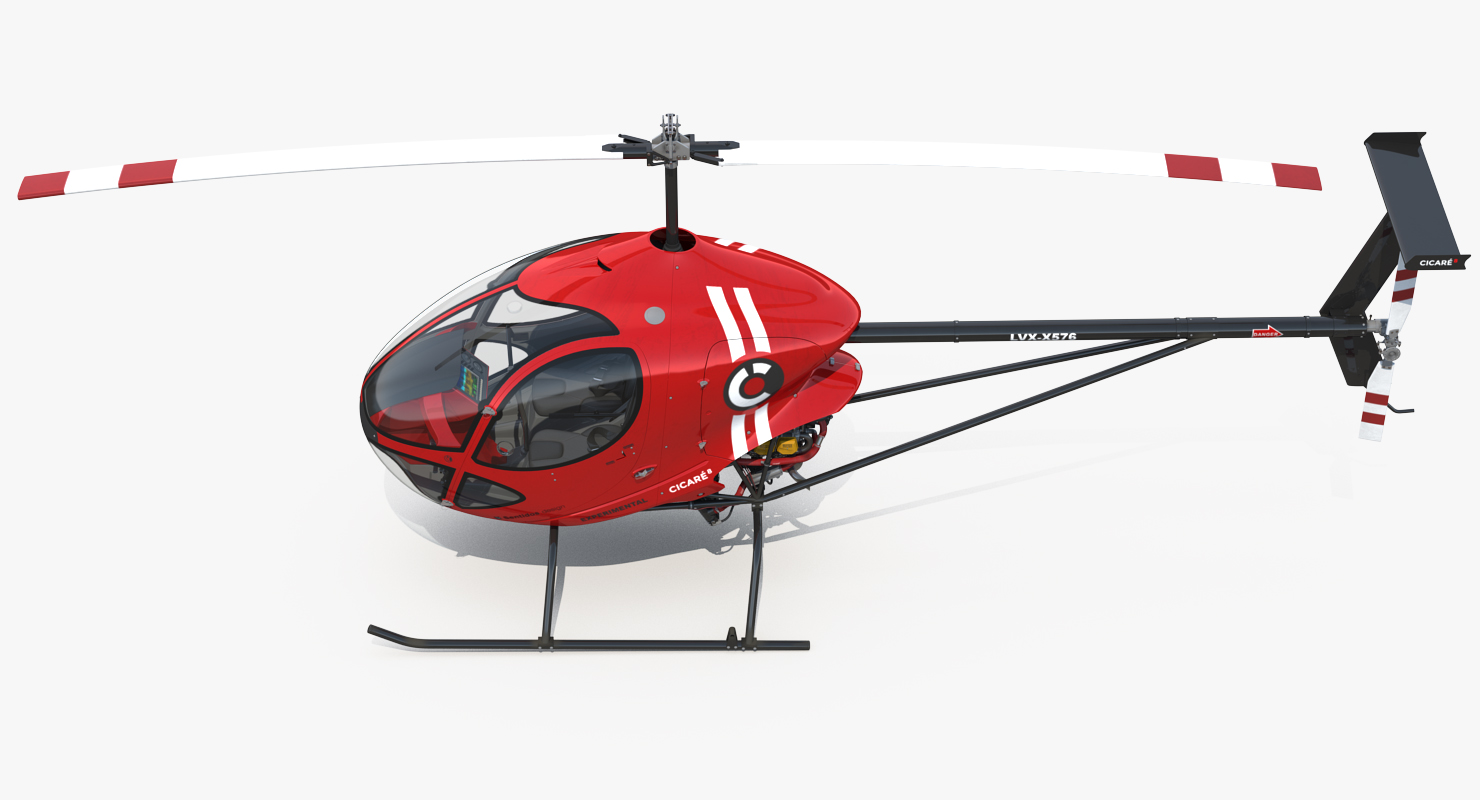 Sport Helicopter Cicare 8 Rigged 3D