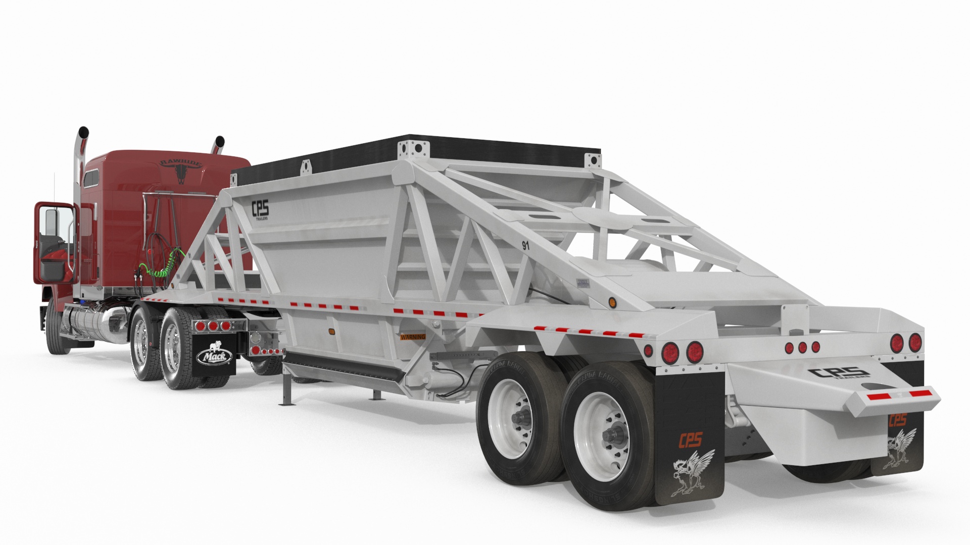 Mack CHU613 Truck with Manac Belly Dump Trailer Rigged 3D model