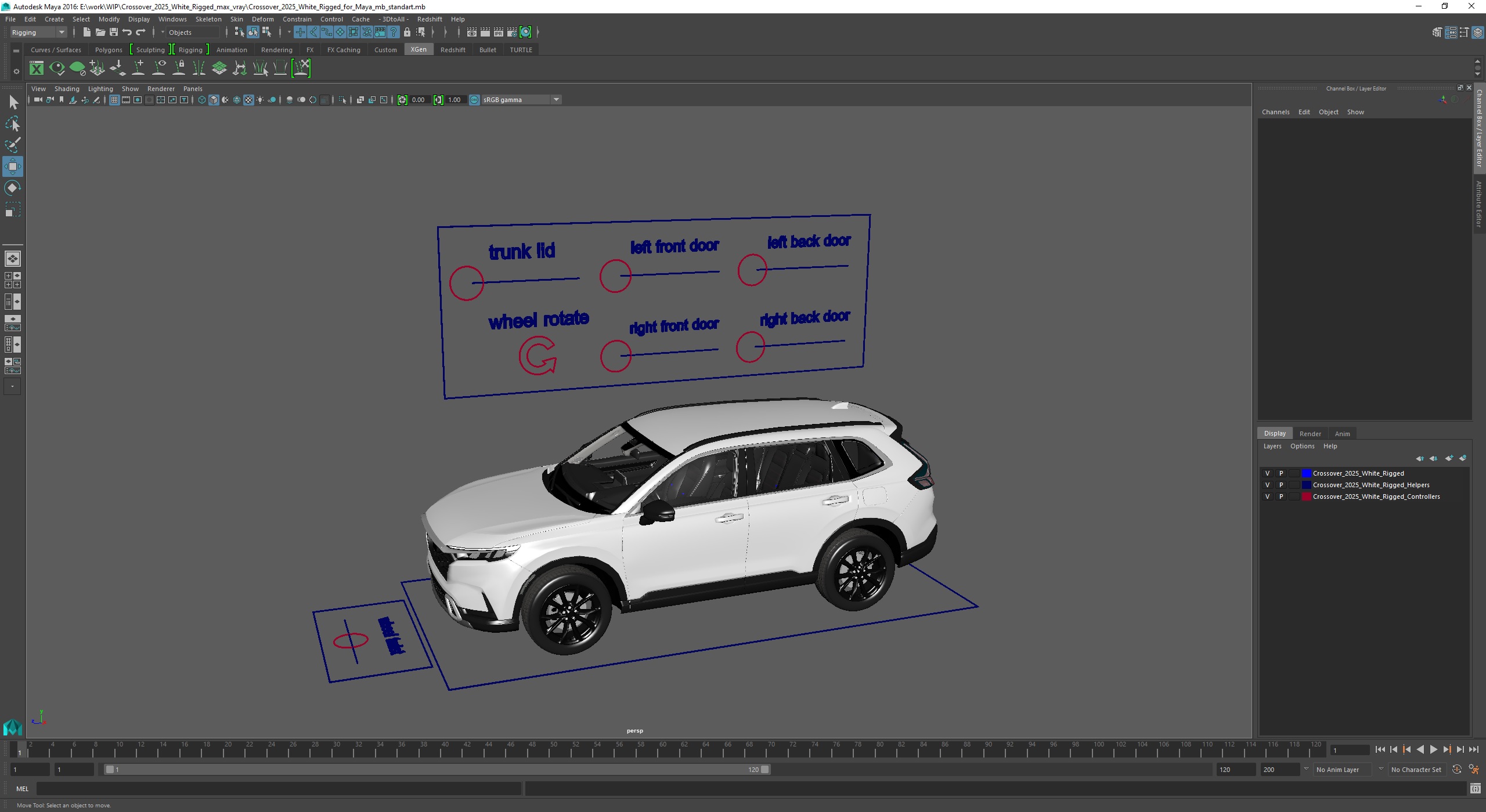 3D Crossover 2025 White Rigged for Maya