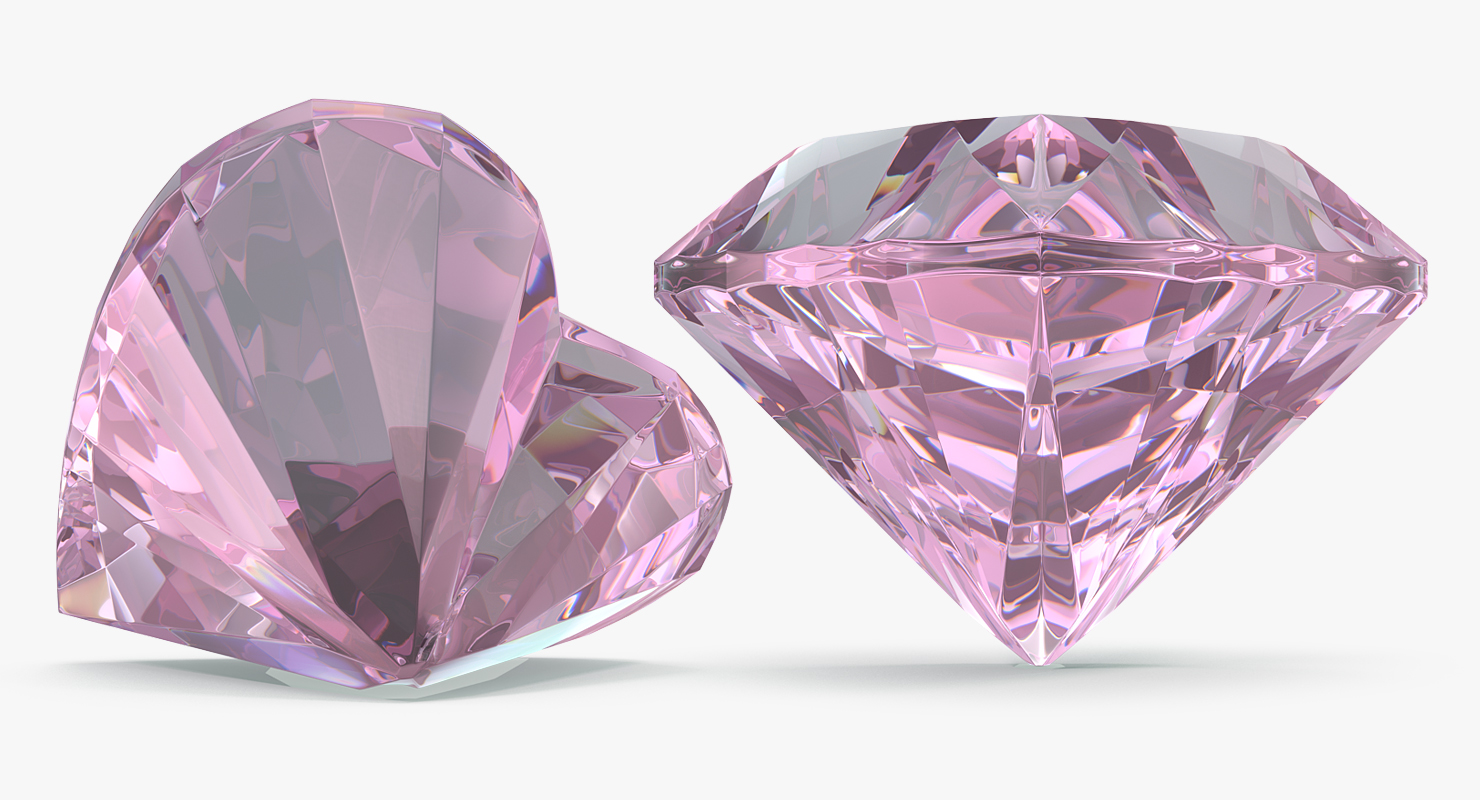 3D Diamond Hearts Set model