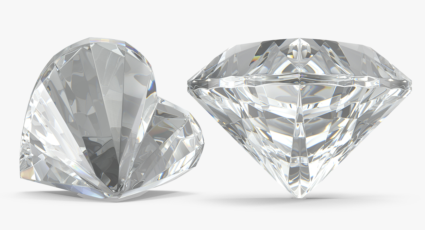 3D Diamond Hearts Set model