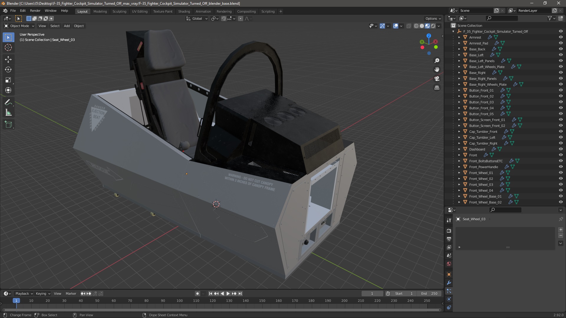 3D F-35 Fighter Cockpit Simulator Turned Off