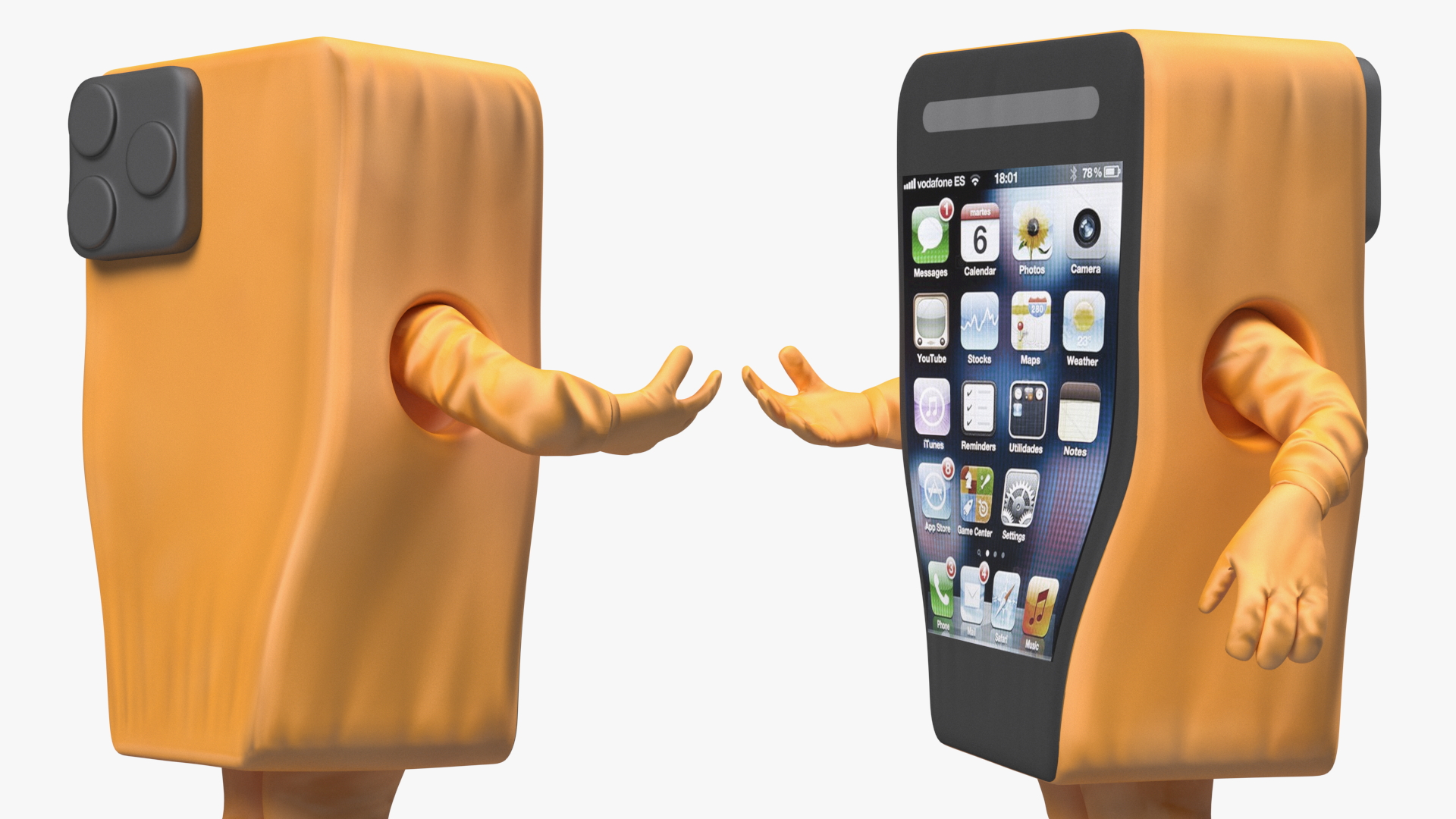 Advertising Costume IPhone Orange Rigged for Cinema 4D 3D model