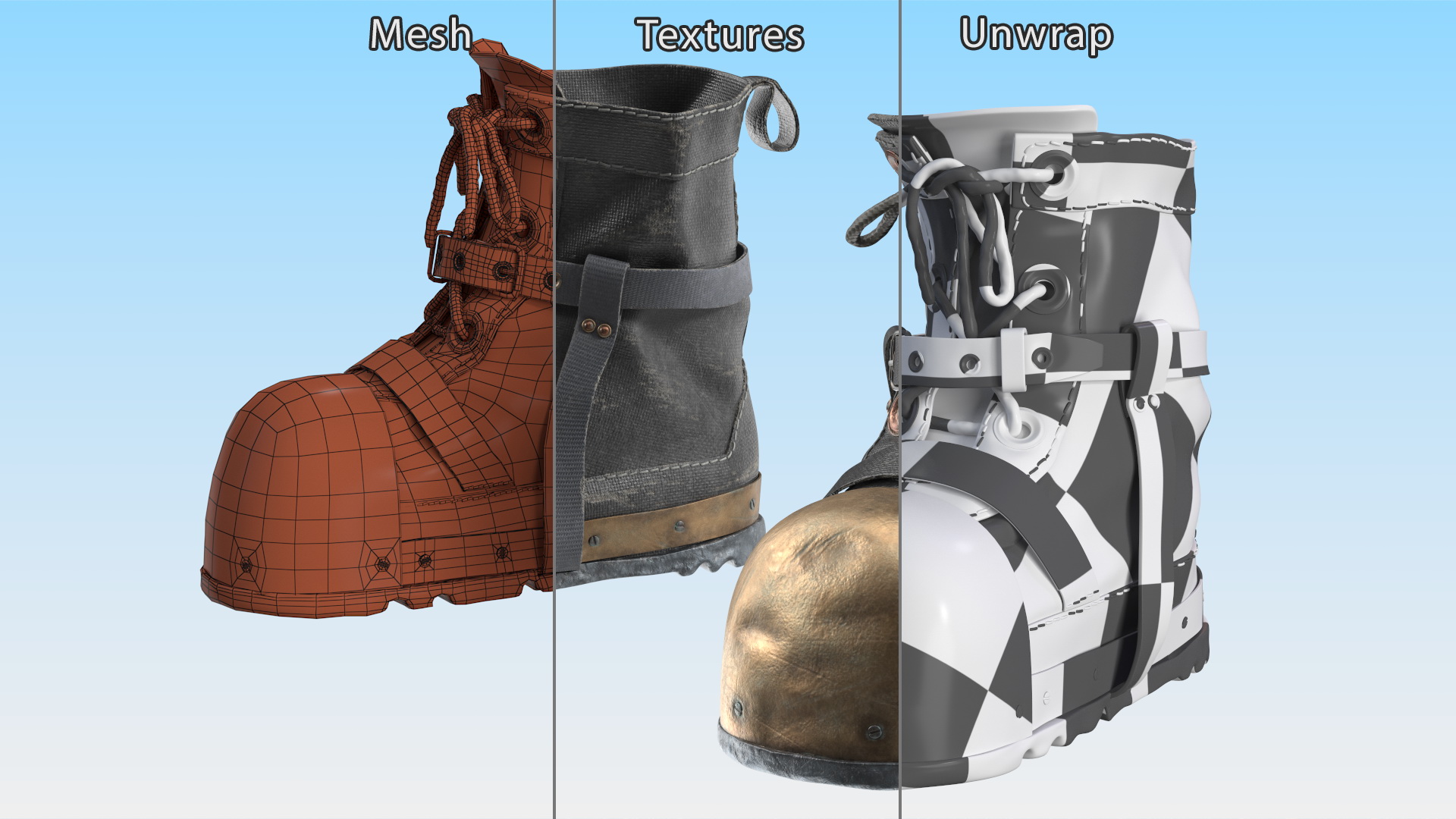 Old Vintage Diving Boots 3D model