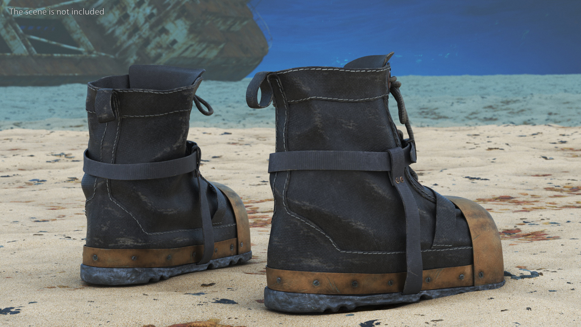 Old Vintage Diving Boots 3D model