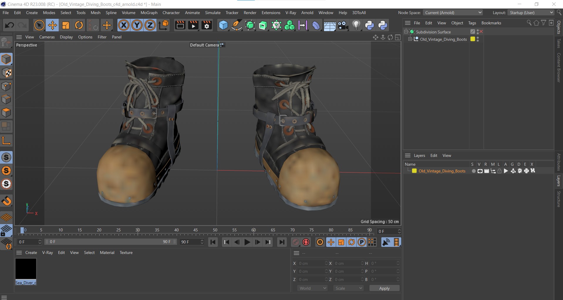 Old Vintage Diving Boots 3D model