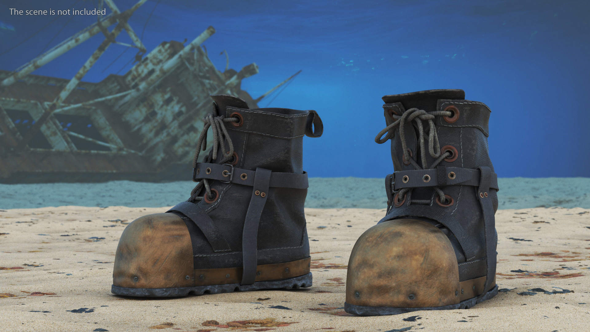 Old Vintage Diving Boots 3D model