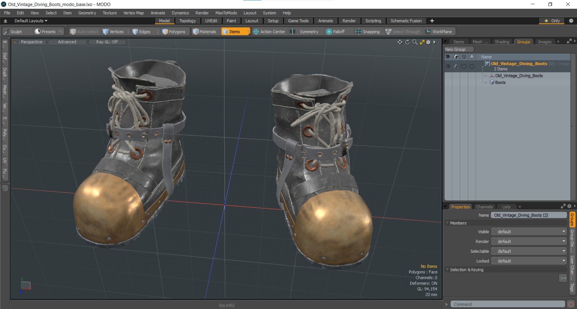 Old Vintage Diving Boots 3D model