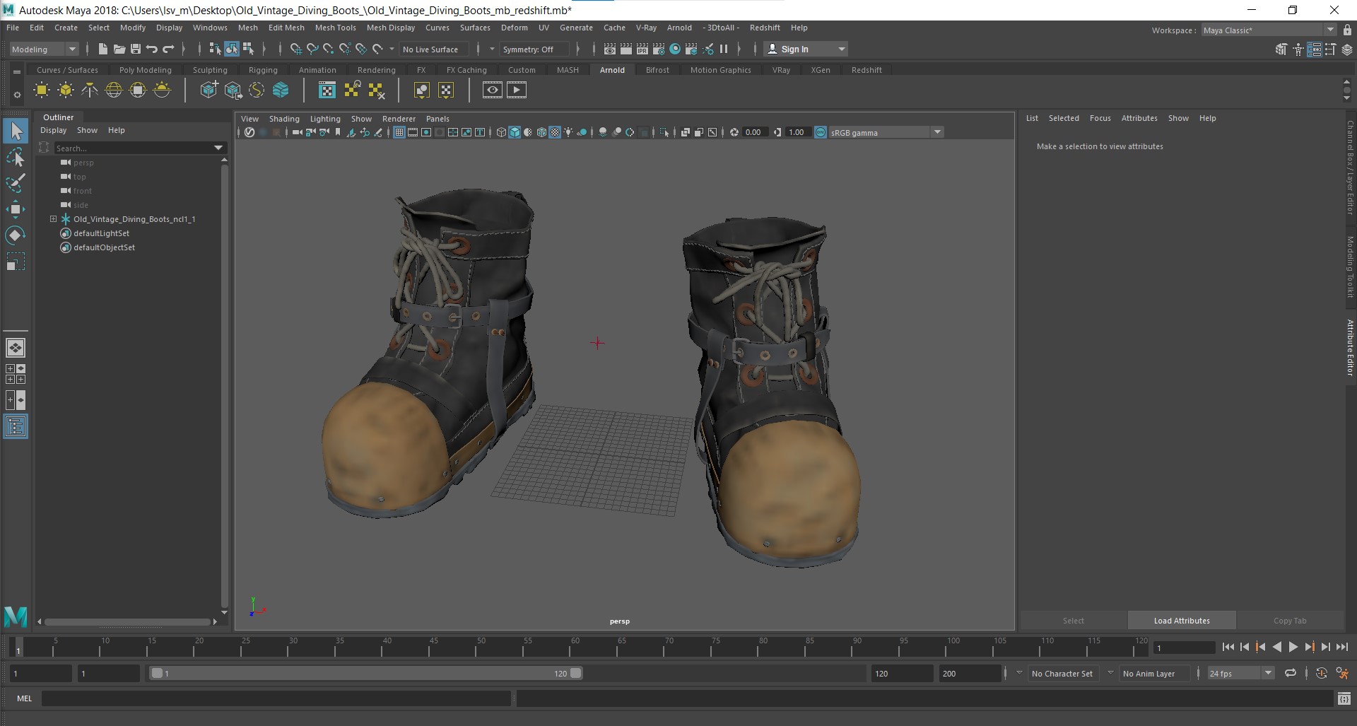 Old Vintage Diving Boots 3D model