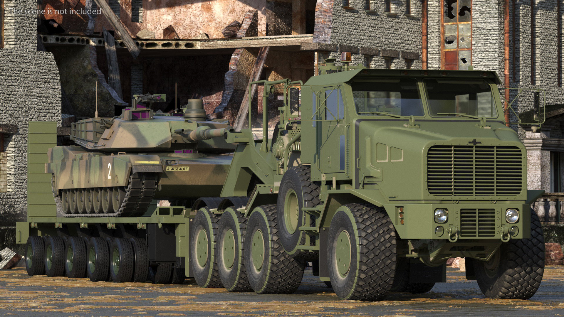 3D Transporter Oshkosh Global HET A1 with M1 Abrams model