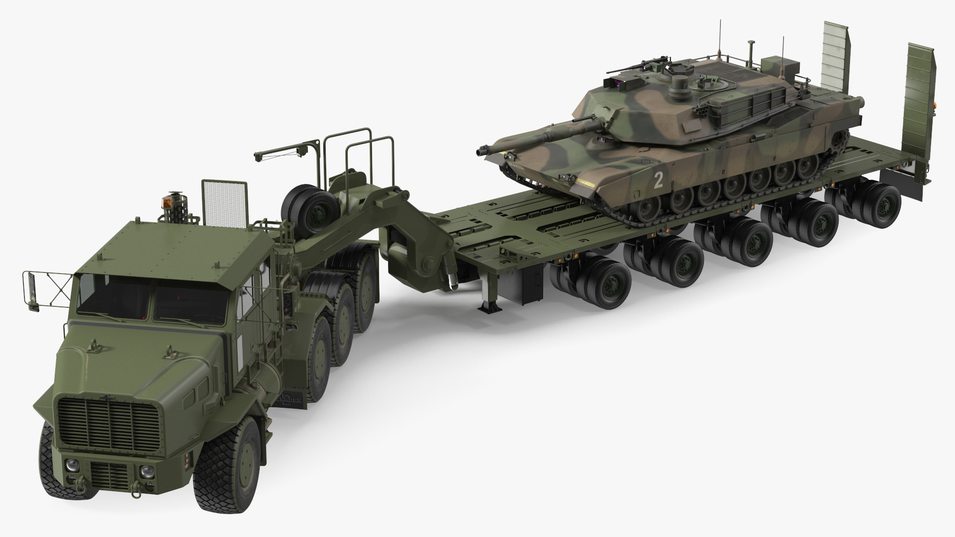 3D Transporter Oshkosh Global HET A1 with M1 Abrams model