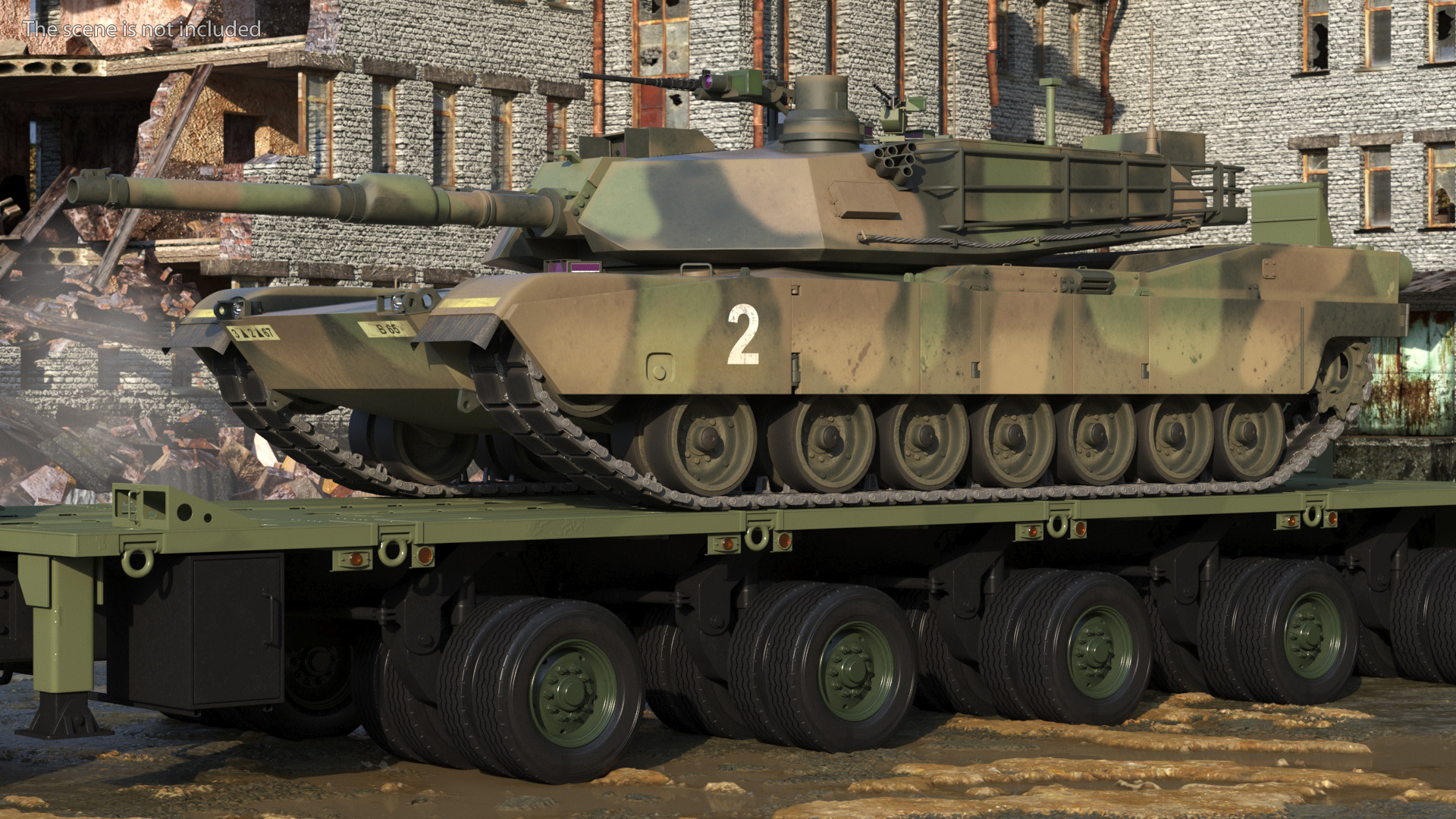 3D Transporter Oshkosh Global HET A1 with M1 Abrams model