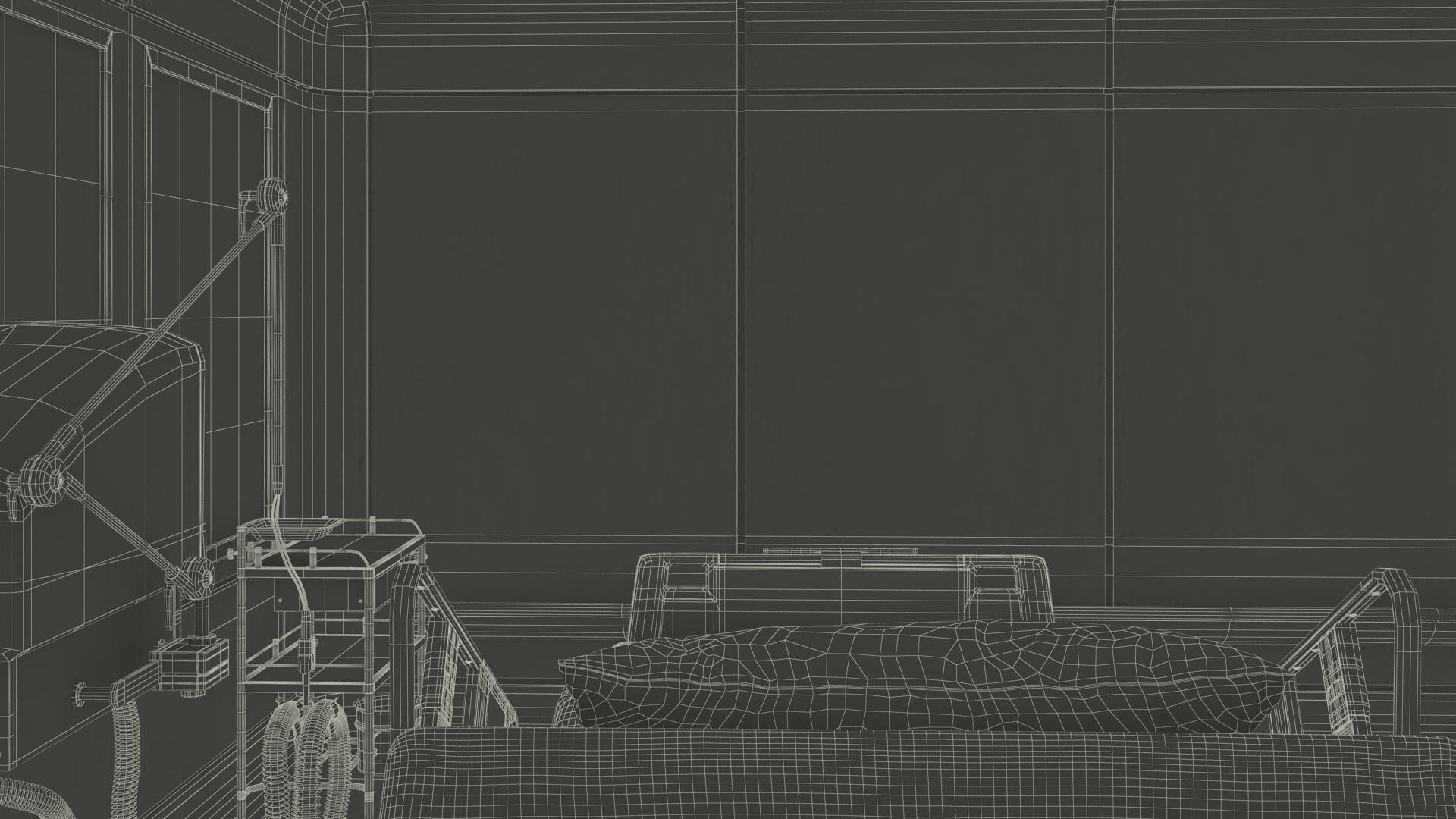 3D Modern Intensive Care Hospital Ward with Patient model