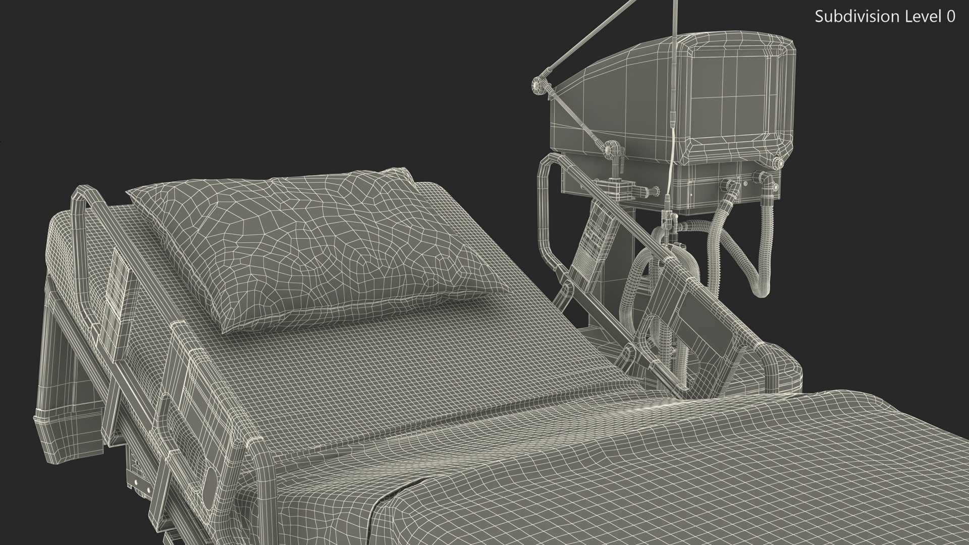 3D Modern Intensive Care Hospital Ward with Patient model