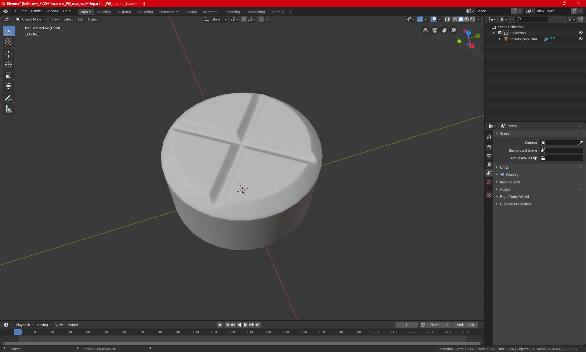 3D Unpacked Pill model