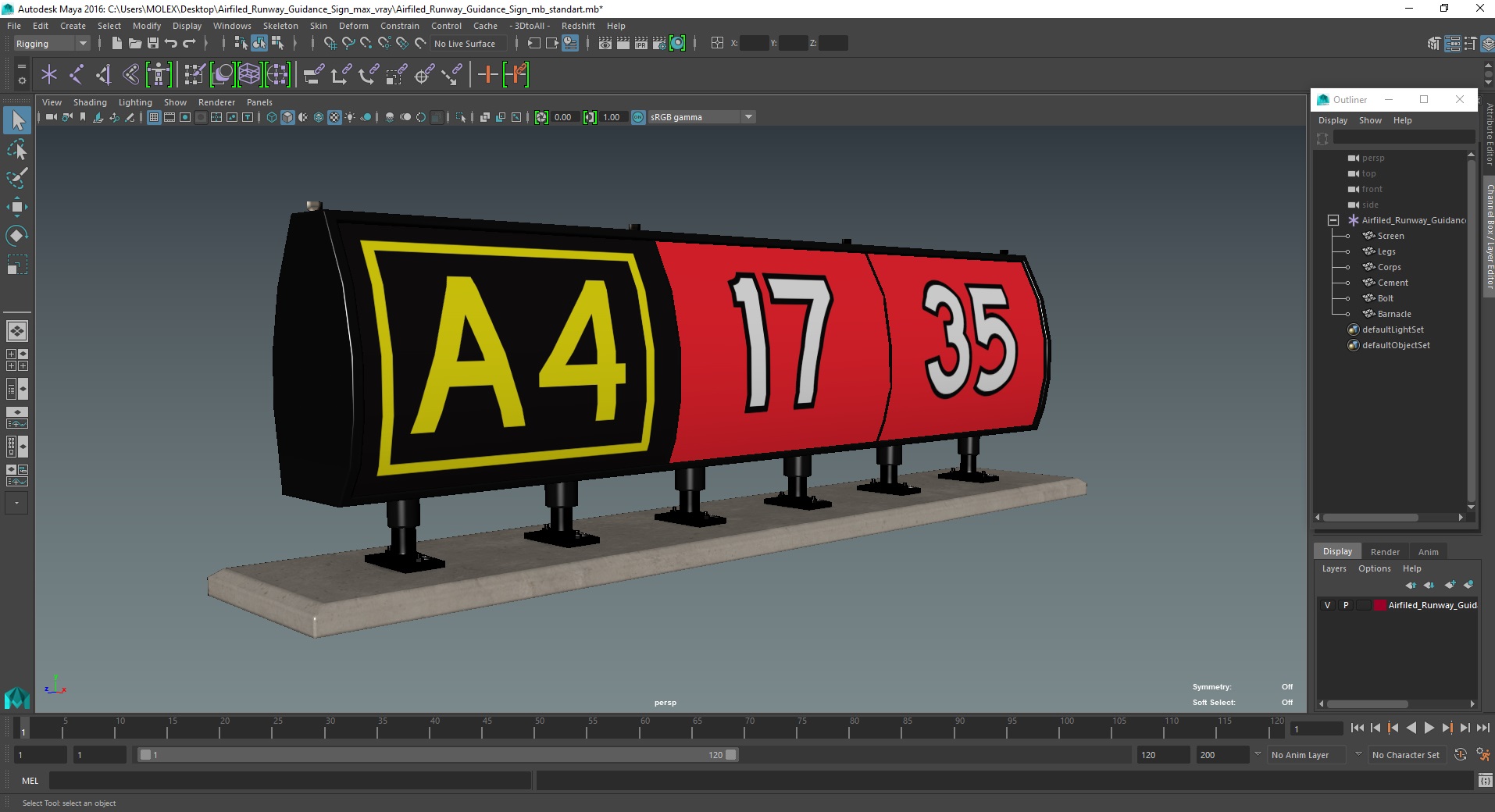 Airfiled Runway Guidance Sign 3D model