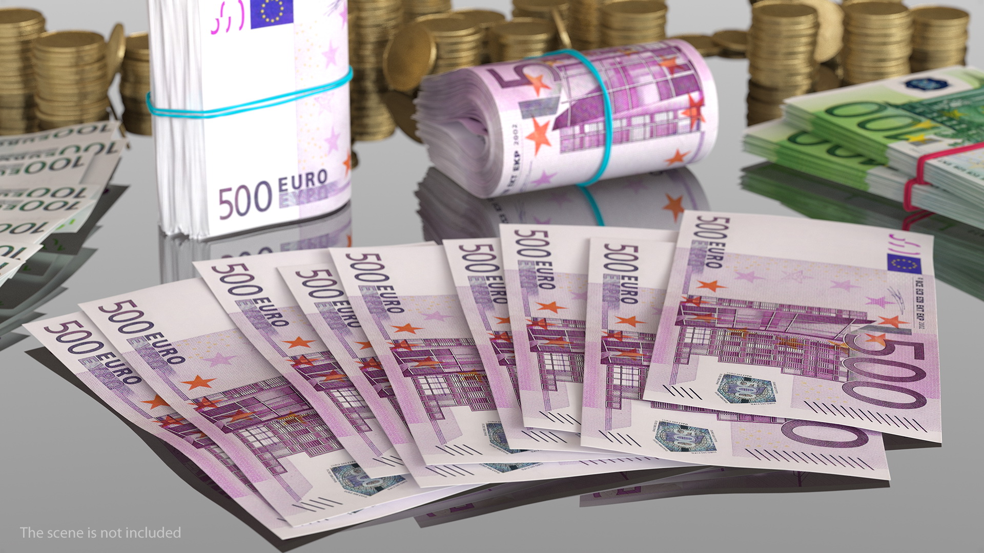 3D Paper Banknotes Euro 500 Bundle