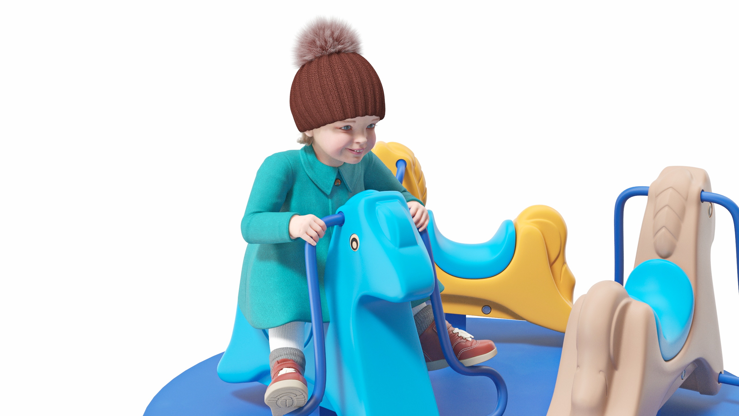 Toddler Girl on Carousel 3D model