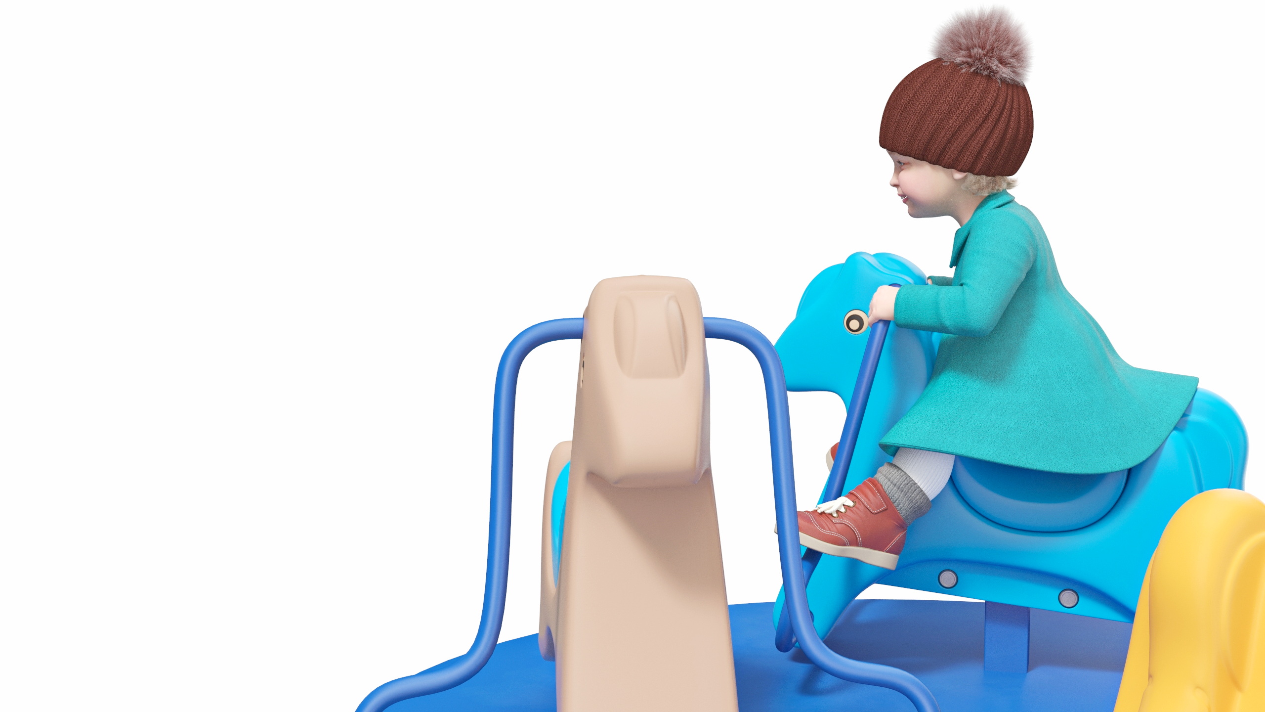 Toddler Girl on Carousel 3D model