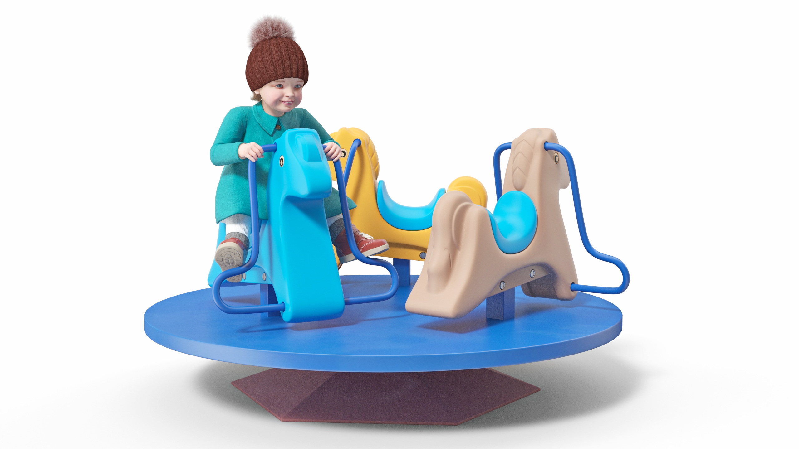 Toddler Girl on Carousel 3D model