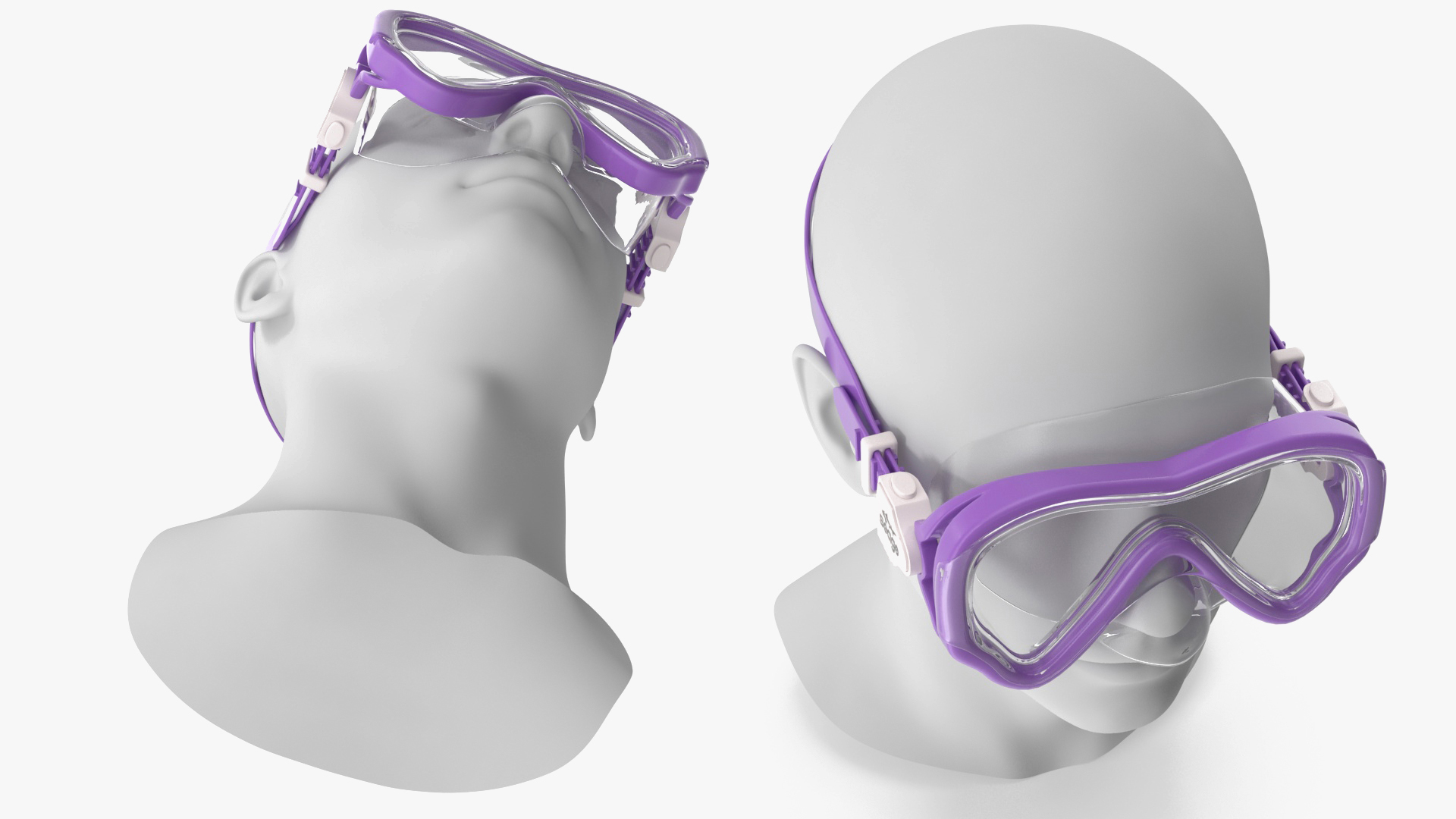 3D model Kids Snorkel Diving Mask Seage Purple on Mannequin