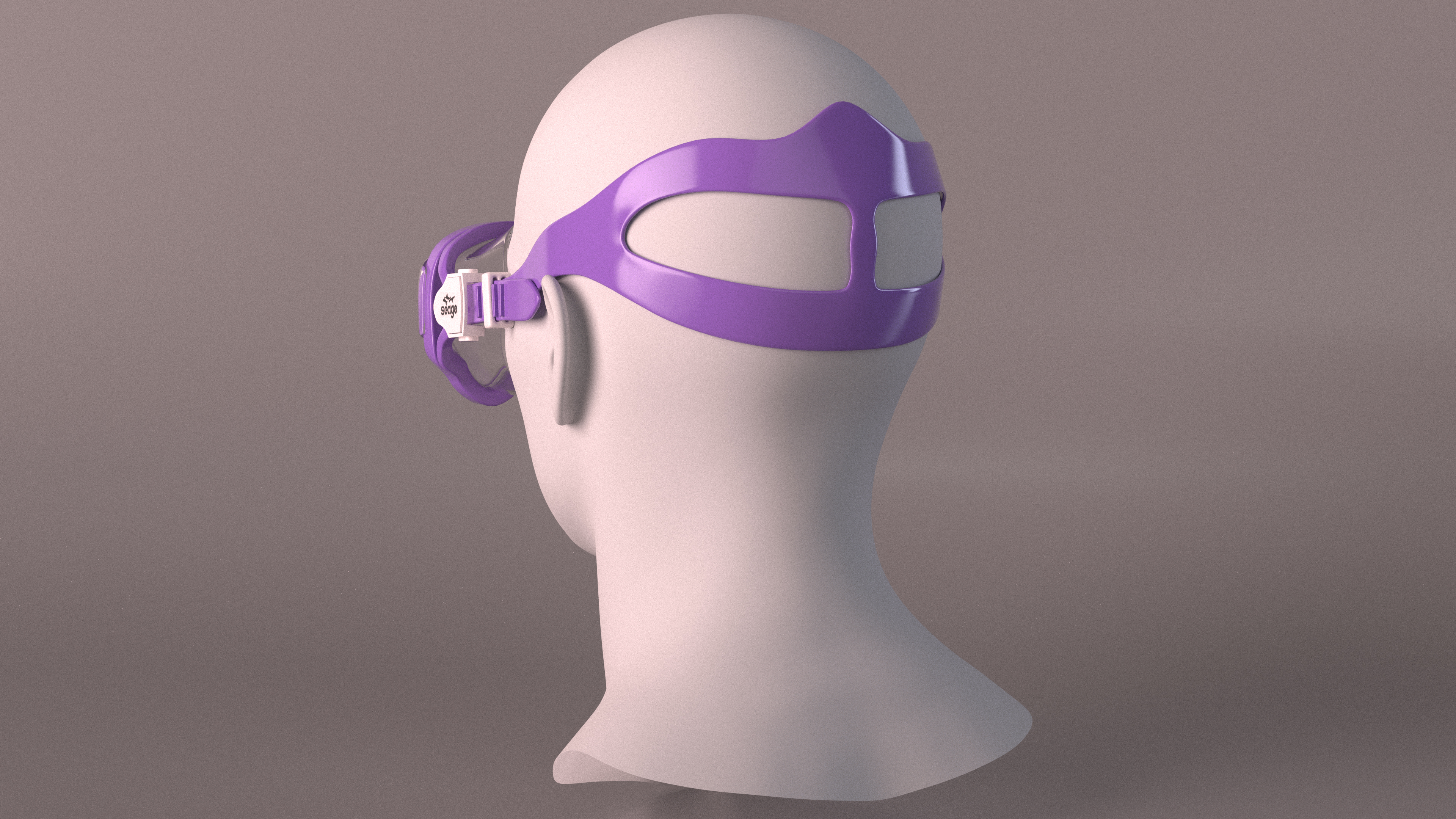 3D model Kids Snorkel Diving Mask Seage Purple on Mannequin