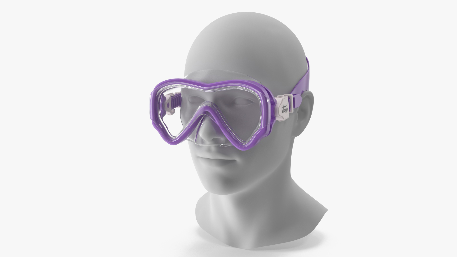 3D model Kids Snorkel Diving Mask Seage Purple on Mannequin