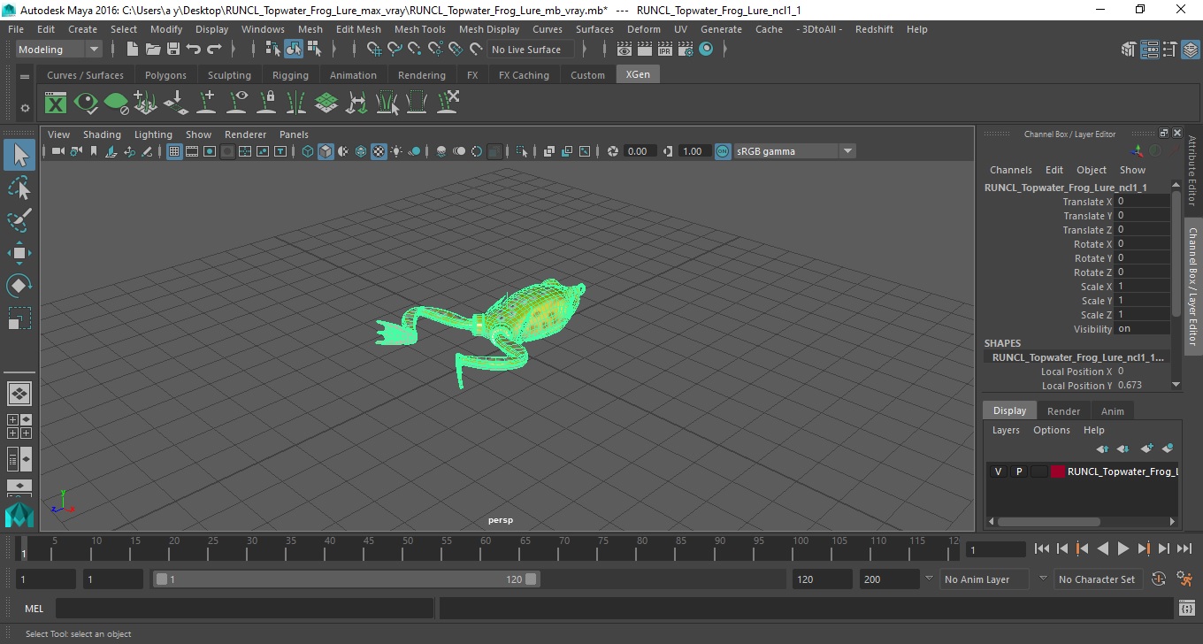 RUNCL Topwater Frog Lure 3D model