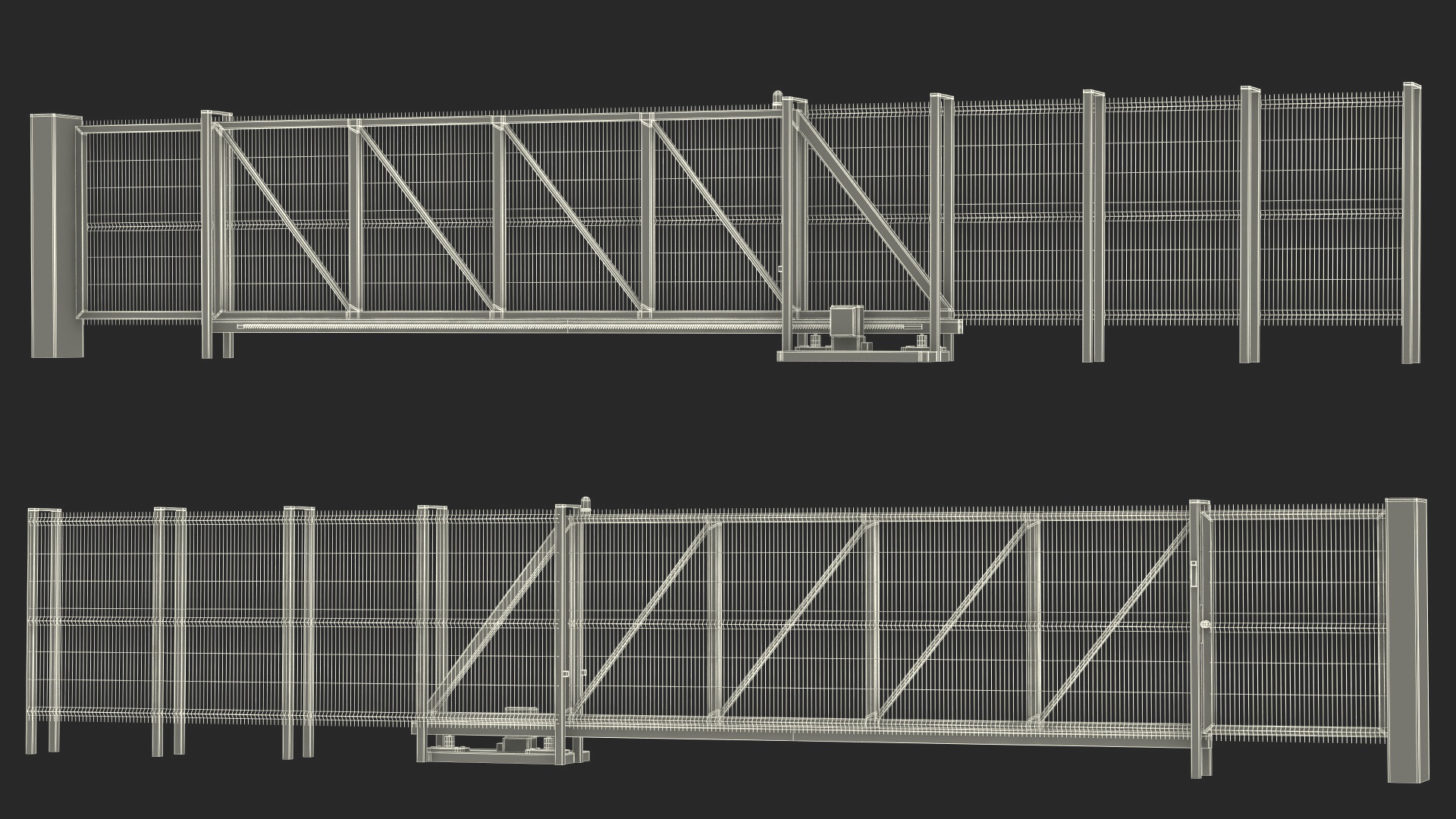 Industrial Mesh Gates Steel 3D