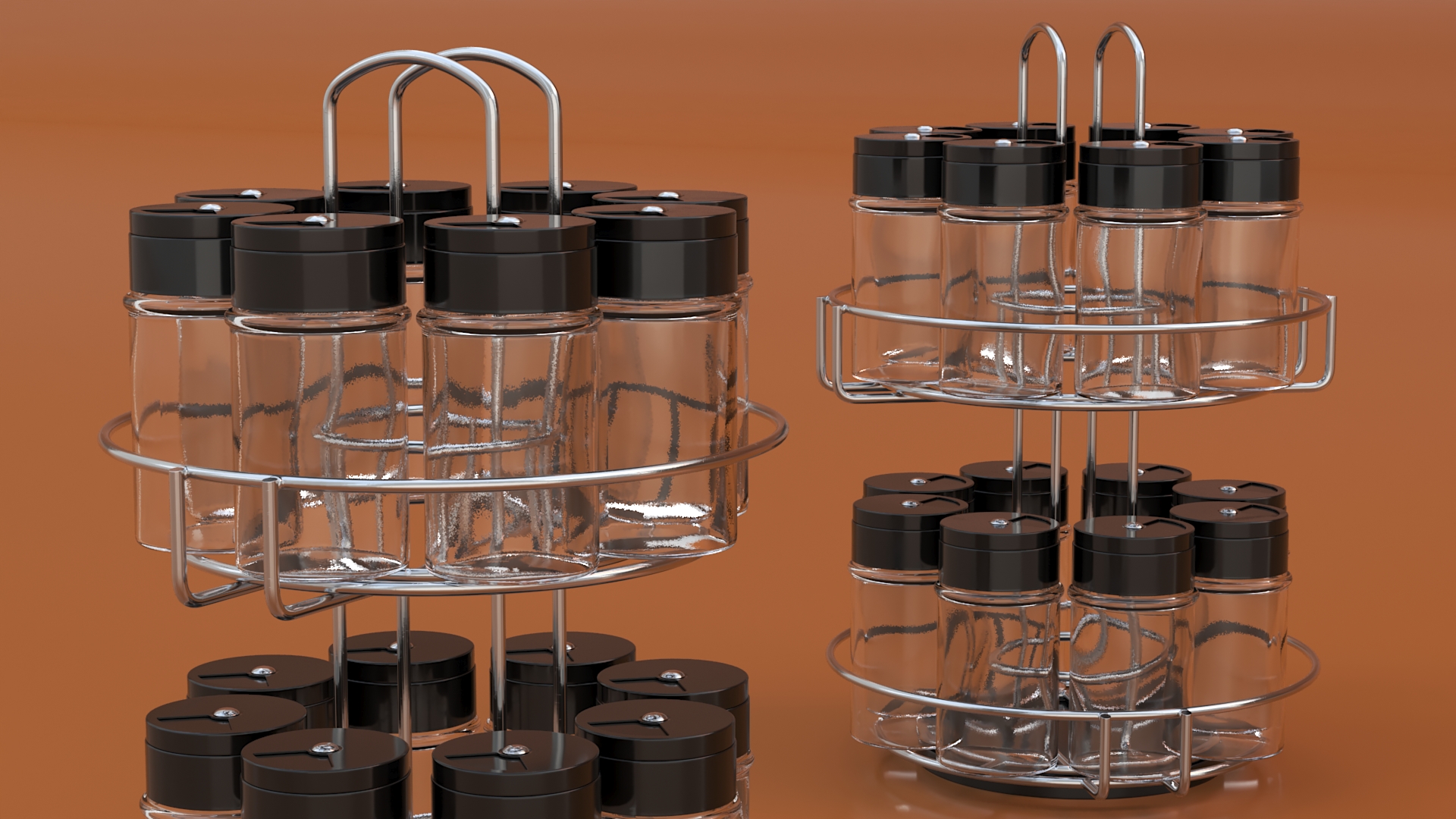 Round Spice Organizer with Empty Jars 3D