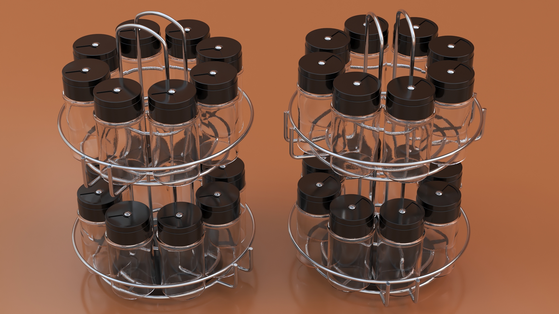 Round Spice Organizer with Empty Jars 3D