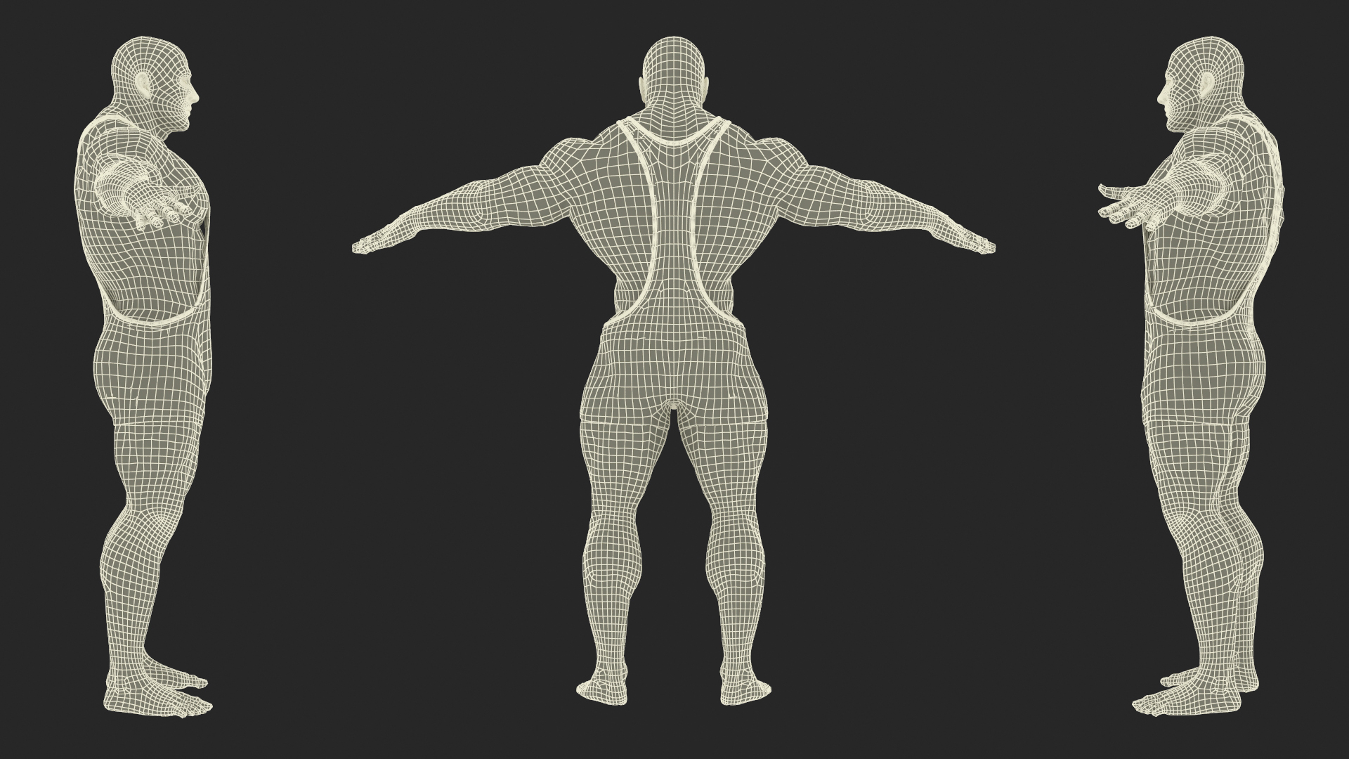 3D model Muscular Athlete T pose in Asics Blue Singlet