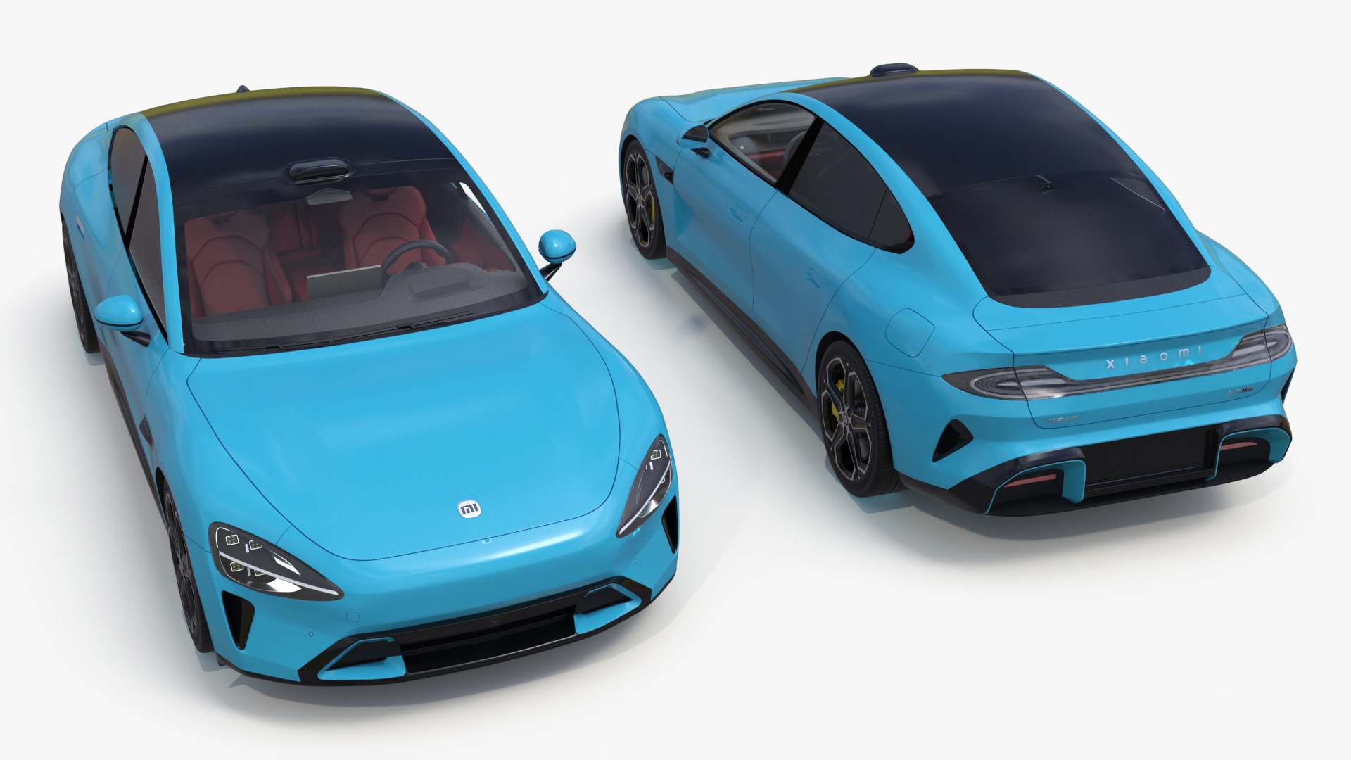 3D Electric Car Xiaomi SU7 EV Car 2023 Aqua Blue Rigged for Cinema 4D