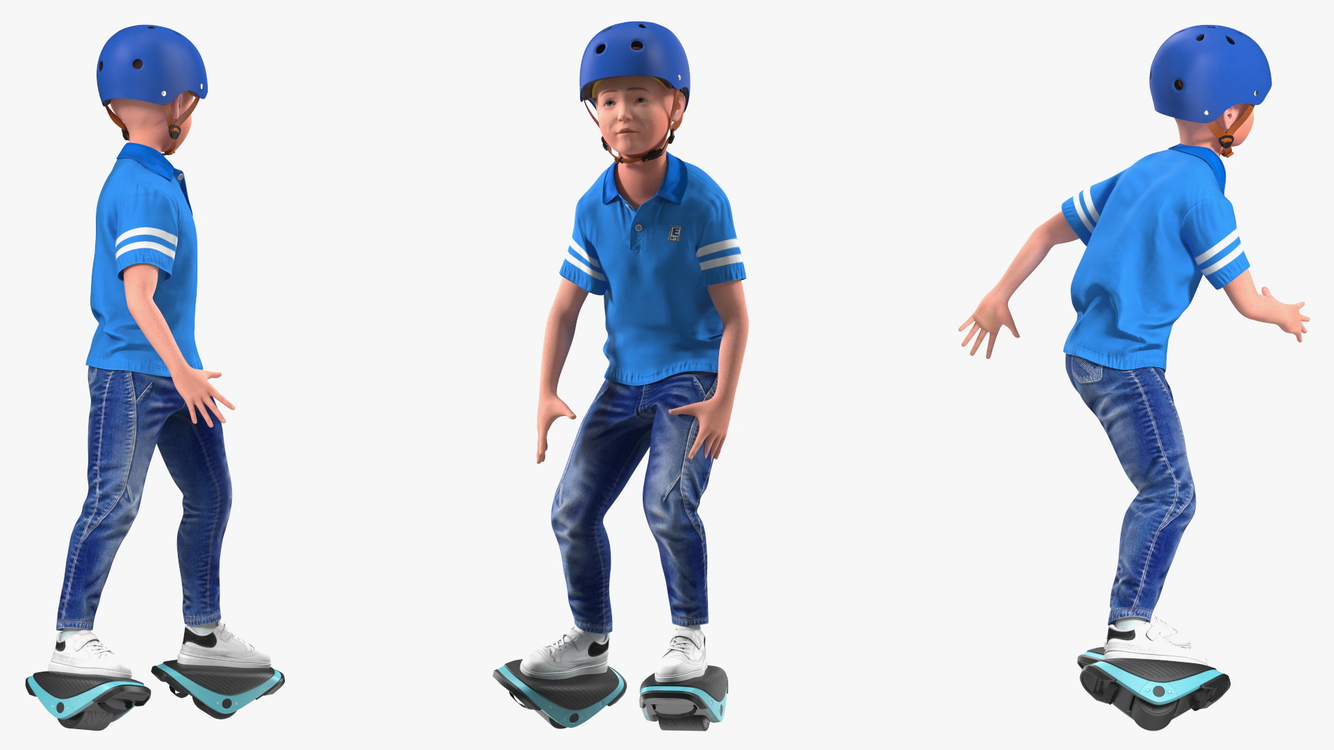 3D model Teenage Boy on Electric Drift Roller Skates Rigged