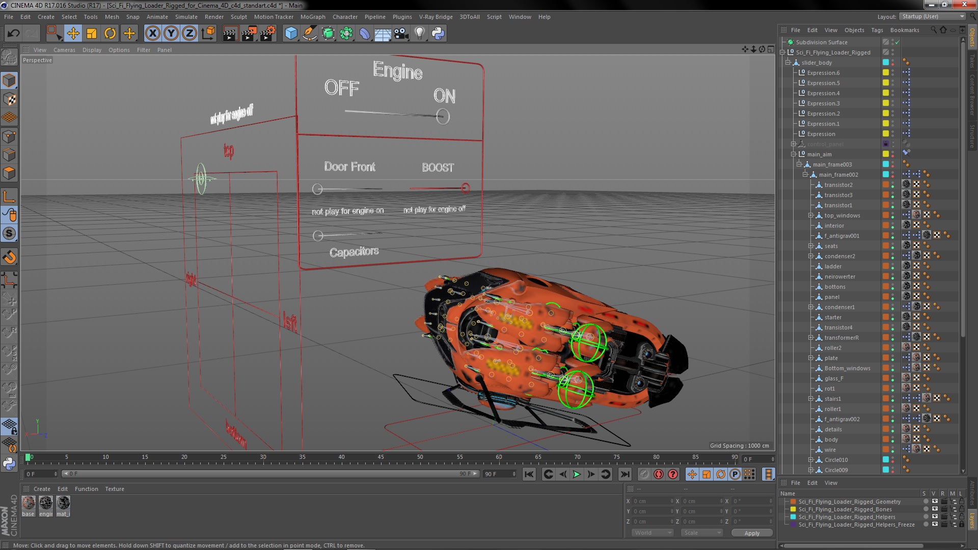 3D Sci Fi Flying Loader Rigged for Cinema 4D